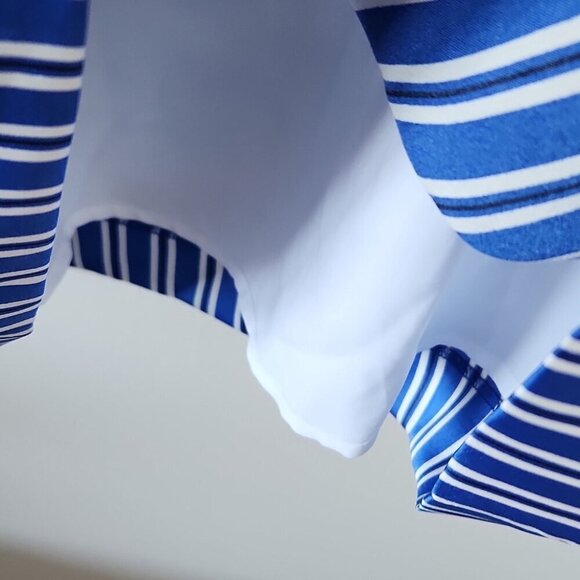 NWT BANANA REPUBLIC | One Shoulder Bow Detail Stripe Dress Blue White Sz 6 - Picture 6 of 8